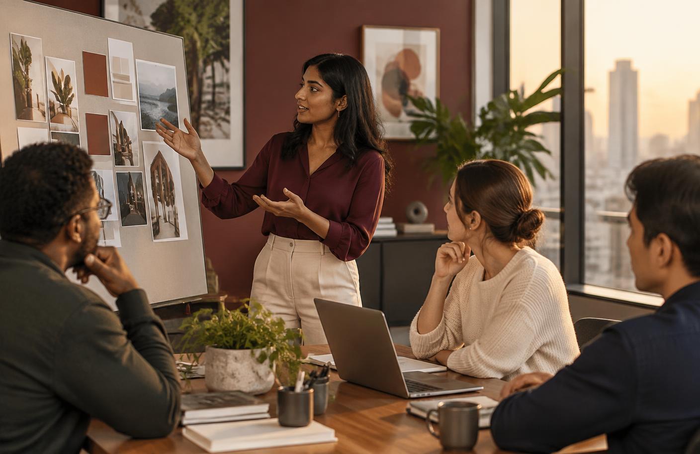 A professional presenting her work